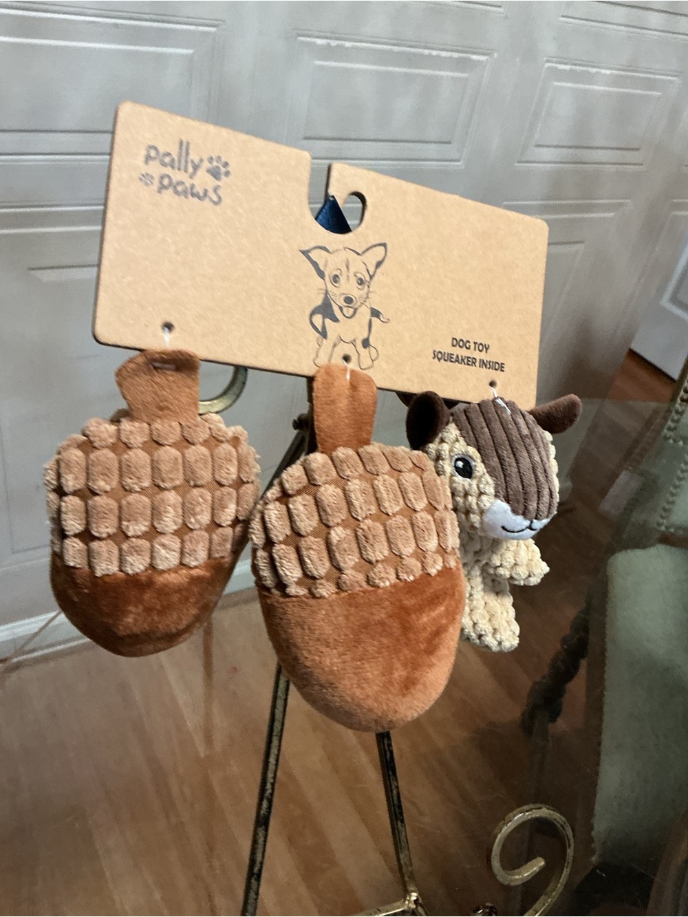 Pally Paws 5" Chipmunk & Acorn Dog Toys w/Squeaker, 3pk, XS & Small Dogs New